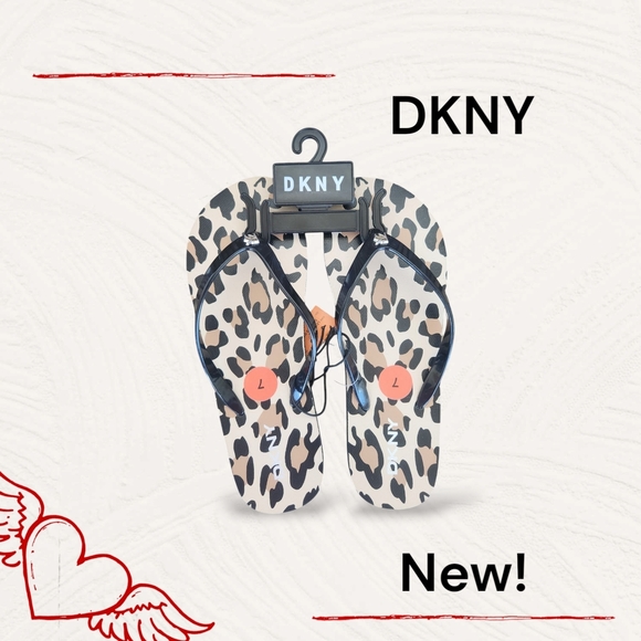 NEW! DKNY Leopard Print Flip Flops Sz 7 - Picture 5 of 7
